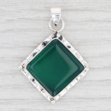 New Green Chalcedony Pendant Sterling Silver 925 Square Solitaire Statement