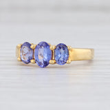 New 1.30ctw Tanzanite Ring Sterling Silver Gold Vermeil Oval 3-Stone Size 9.25