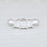 1.03ctw 3Stone Princess Diamond Engagement Ring 18k White Gold Platinum 5.75