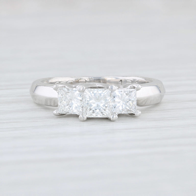 1.03ctw 3Stone Princess Diamond Engagement Ring 18k White Gold Platinum 5.75