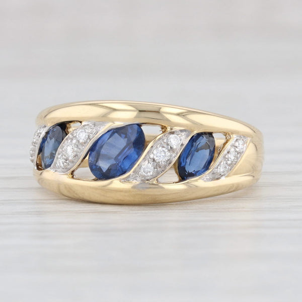 Light Gray 1.32ctw Blue Sapphire Diamond Ring 18k Yellow Gold Size 6.75