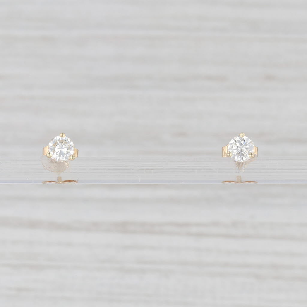 Light Gray 0.41ctw Diamond Stud Earrings 14k Yellow Gold Round Brilliant Solitaire Studs