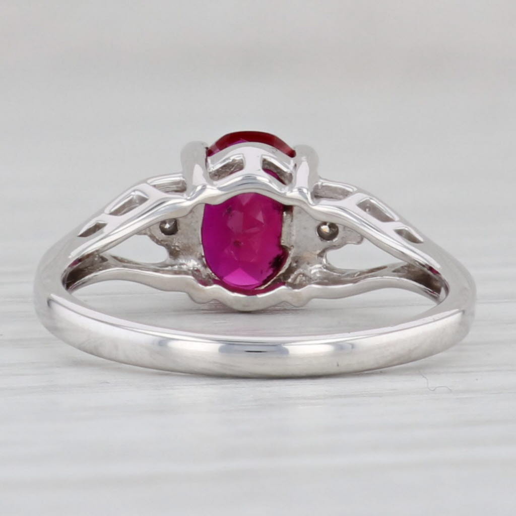 Light Gray 1.66ctw Oval Lab Created Ruby Diamond Ring 14k White Gold Size 6.75