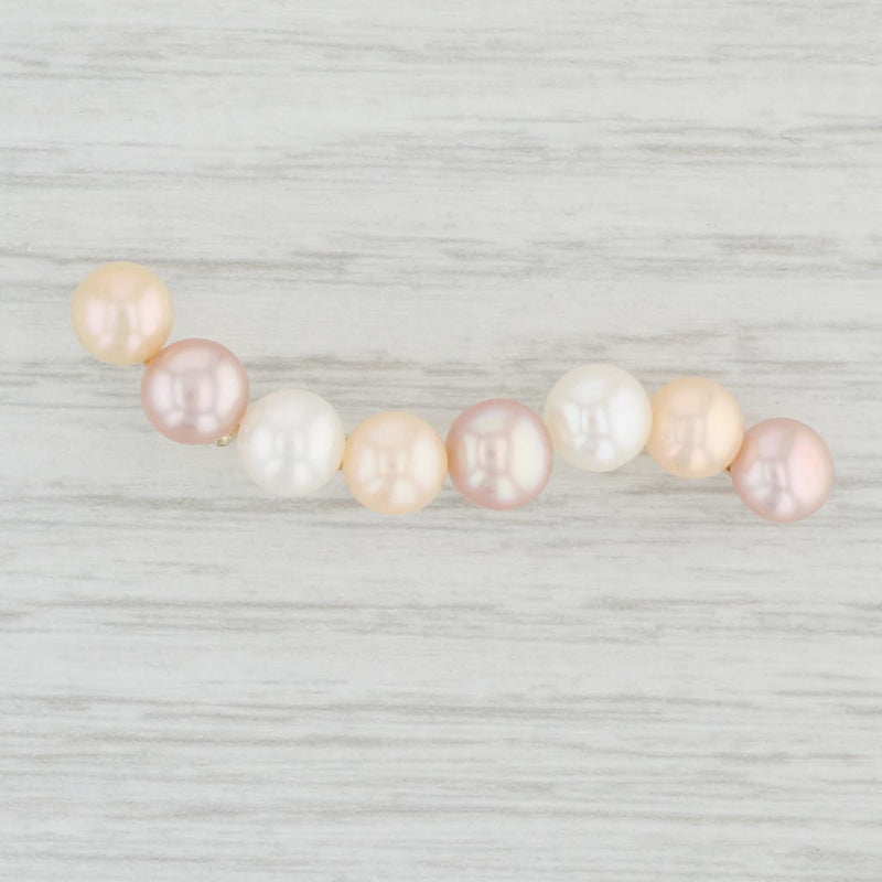 Cultured Pearl Curved Bar Pin 14k Gold Pink Purple White
