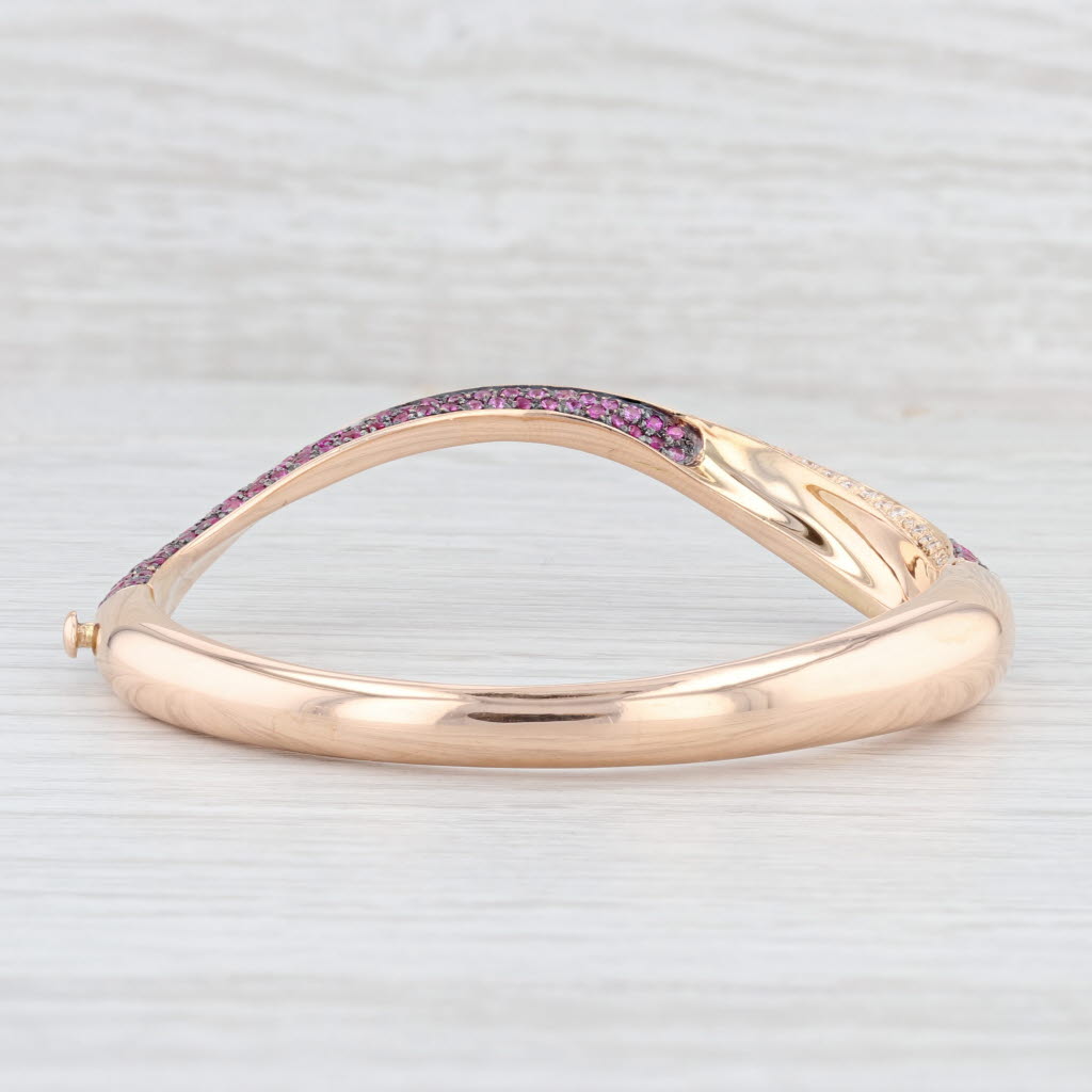 Light Gray Zydo Zybert 5.50ctw Pink Sapphire Diamond Bangle Bracelet 18k Rose Gold 6.25”