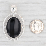 Light Gray New Black Resin Sterling Pendant 925 Silver Statement Taxco Mexico