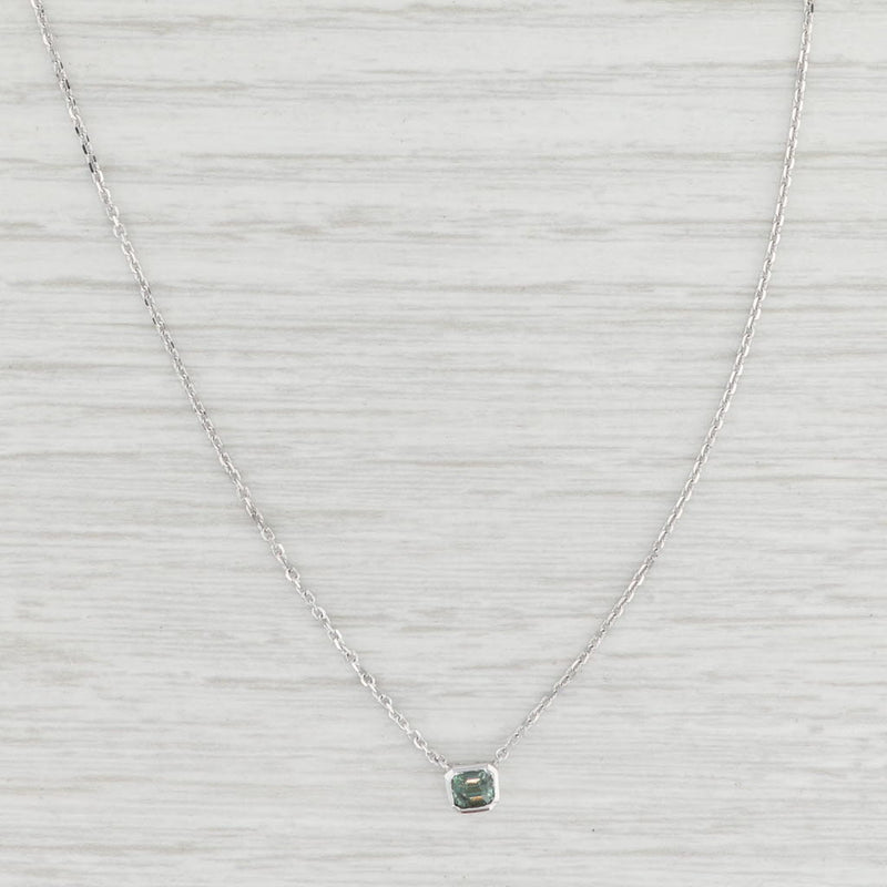 New Custom 0.26ct Green Alexandrite Pendant Necklace 14k White Gold 16"