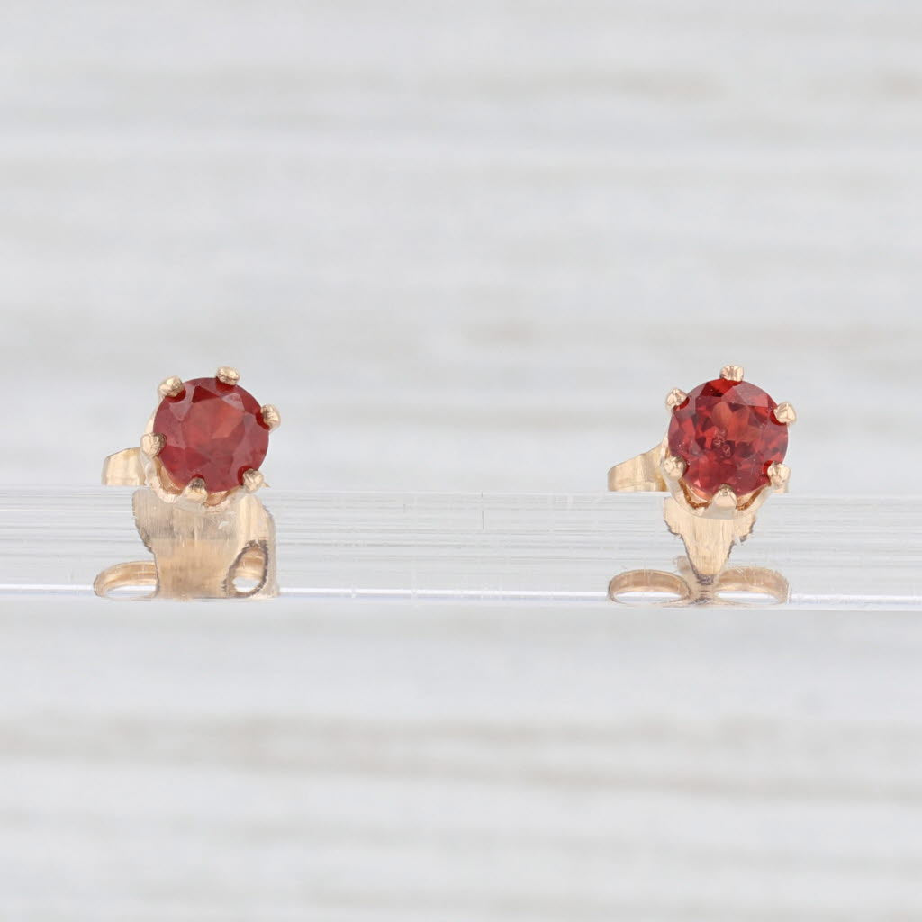 Light Gray New 0.64ctw Round Garnet Stud Earrings 14k Yellow Gold January Birthstone