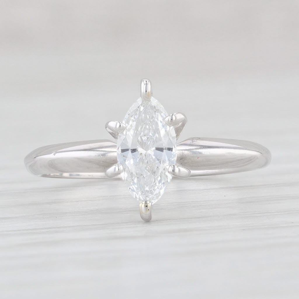 Light Gray 0.45ctw Marquise Solitaire Engagement Ring 14k White Gold Size 4.75