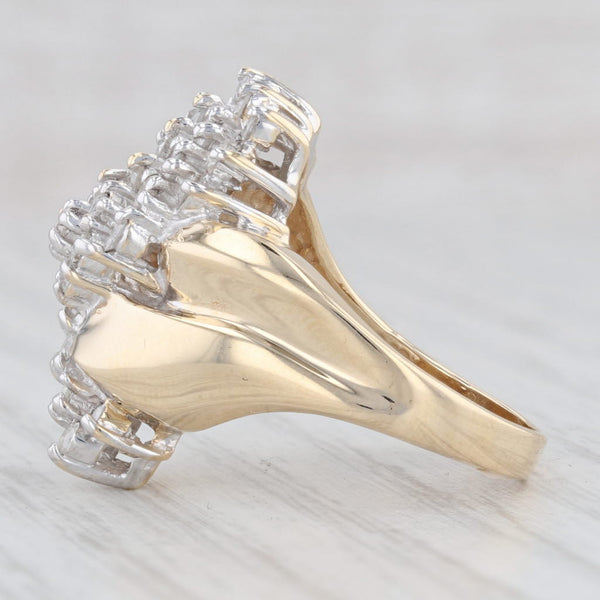 Light Gray 1ctw Diamond Cluster Journey Ring 10k Yellow Gold Size 6 Cocktail