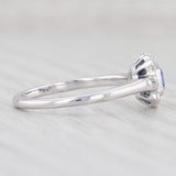 Light Gray New 0.81ctw Blue Sapphire White Diamond Halo Ring 14k White Gold 6.5 Engagement