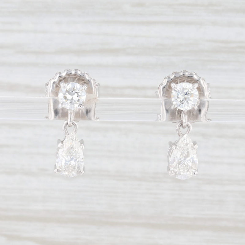 2.21ctw Diamond Teardrop Earrings 14k White Gold Pierced Dangle Round & Pear