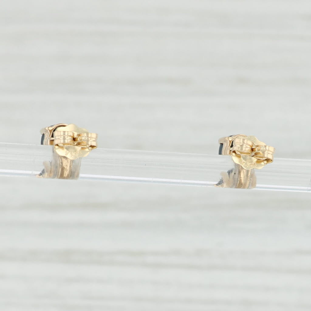 Light Gray 1ctw Blue Sapphire Diamond Stud Earrings 14k Yellow Gold September Birthstone