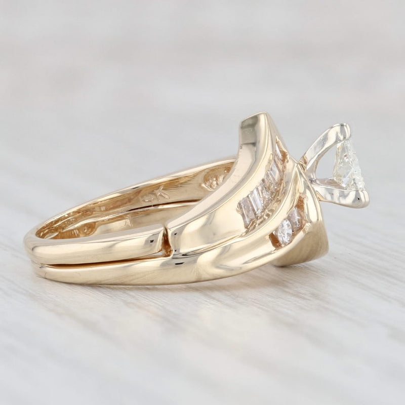 Light Gray 0.80ctw Diamond Engagement Ring Wedding Band Bridal Set 14k Gold Size 4.75