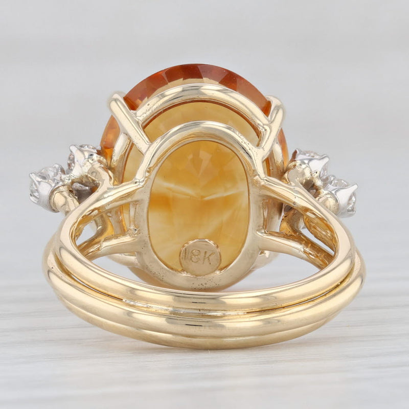 Light Gray 12.16ctw Oval Citrine Diamond Ring 18k Yellow Gold Size 7.5 Cocktail