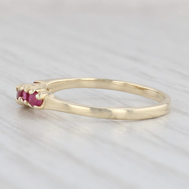 Natural & Lab Grown Ruby Ring 14k Yellow Gold Curved Contour Stackable Size 6
