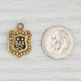Theta Delta Chi Fraternity Charm 14k Yellow Gold Pearl Antique 1903 Crest
