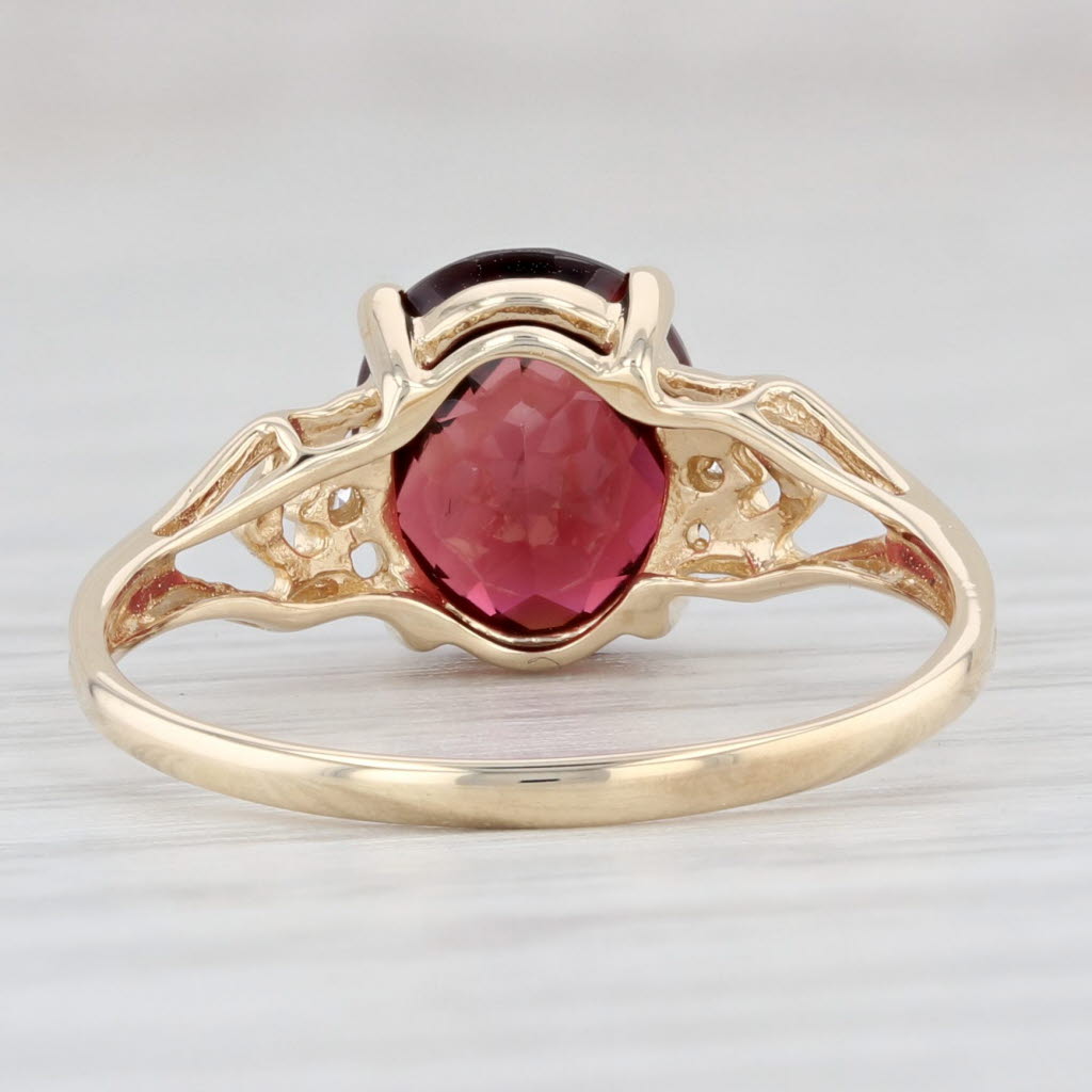 Light Gray 2.40ct Oval Rubellite Tourmaline Ring 14k Yellow Gold Size 7.25 Diamond Accents