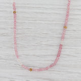 New Nina Nguyen Pink Topaz Bead Necklace Sterling Gold Vermeil Layer Adjustable