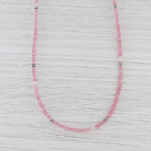 Light Gray New Nina Nguyen Pink Topaz Bead Necklace Sterling Silver 15.5-18.5" Adjustable