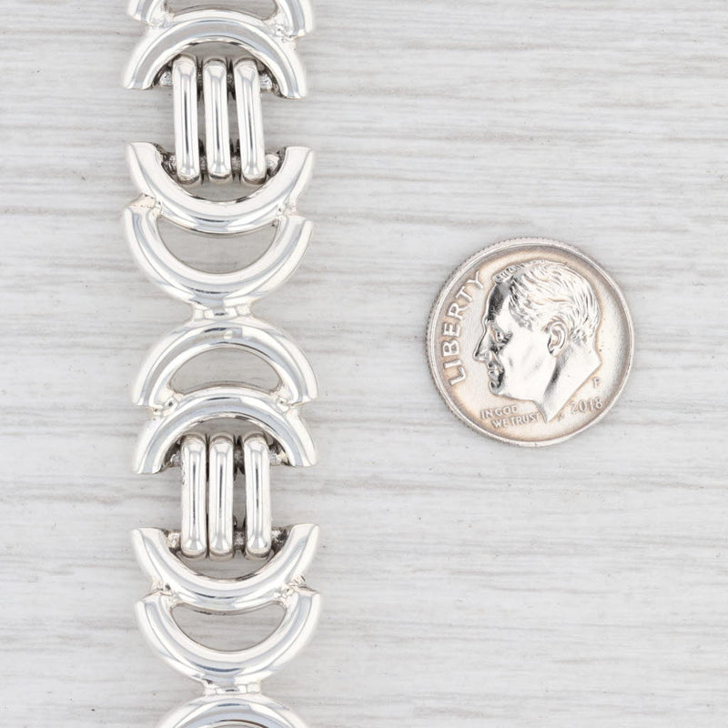 Light Gray New Silver Statement Bracelet Sterling 8” 16.2mm Toggle Clasp
