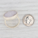 Light Gray New Nina Nguyen White Druzy Quartz Ring Sterling Silver Size 7.25 Statement