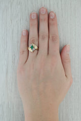 Dark Gray 0.69ctw Oval Lab Created Emerald Diamond Bypass Ring 14k Yellow Gold Size 7.5