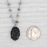 New Nina Nguyen Druzy Quartz Sapphire Bead Necklace Sterling Silver 17-19"