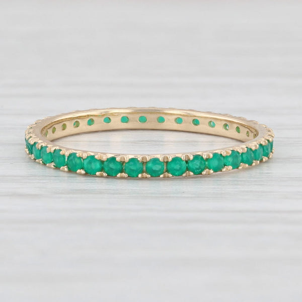 Light Gray New 0.70ctw Green Onyx Eternity Band 14k Gold Stackable Ring Size 6.5