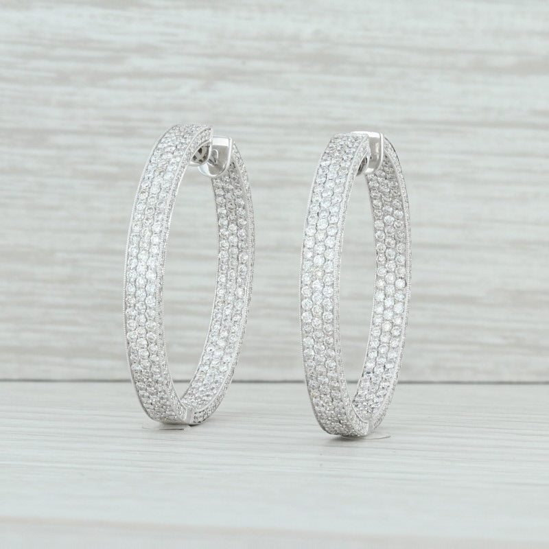 Light Gray 2.50ctw Diamond Inside Out Hoop Earrings 18k White Gold 32.8mm Pierced Women's