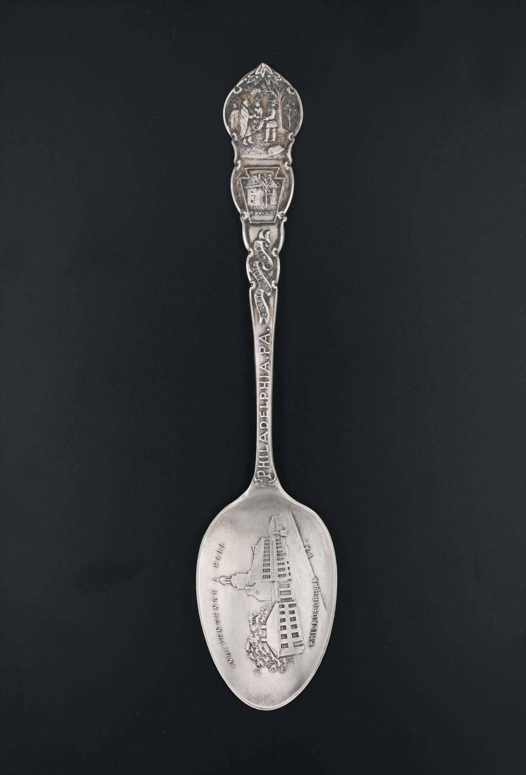 Dark Slate Gray Philadelphia Pennsylvania Souvenir Spoon Sterling Silver Independence Hall