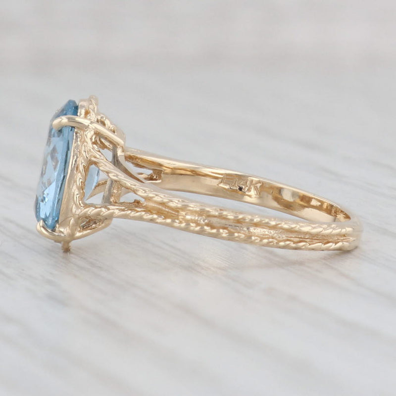 2.70ct Oval Blue Lab Created Spinal Solitaire Ring 14k Yellow Gold Size 6