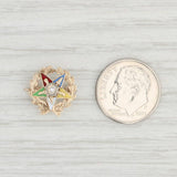 Vintage Order Eastern Star Pin Diamond 10k Gold Enamel Masonic Women Small Lapel