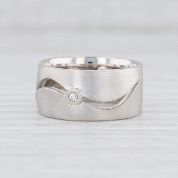 Light Gray New Bastian Inverun Ring Sterling Silver Curved Cutout Diamond 12886 Size 60 9