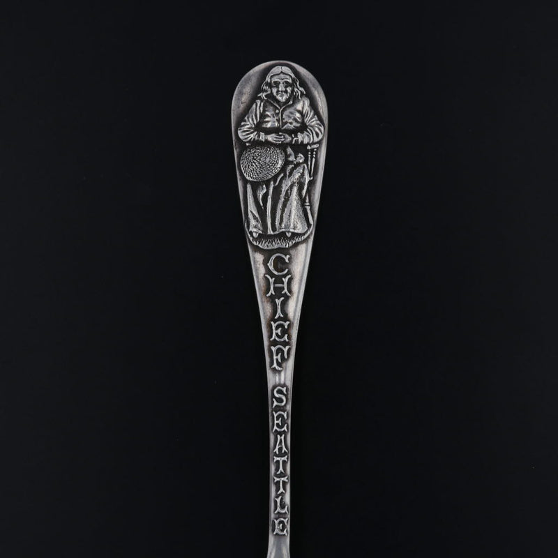Vintage Seattle Washington Souvenir Spoon Sterling Silver Figural Chief Rainier