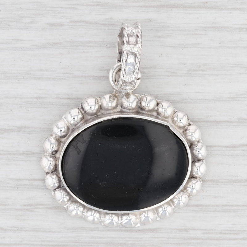 Light Gray New Black Resin Sterling Pendant 925 Silver Mexico Statement