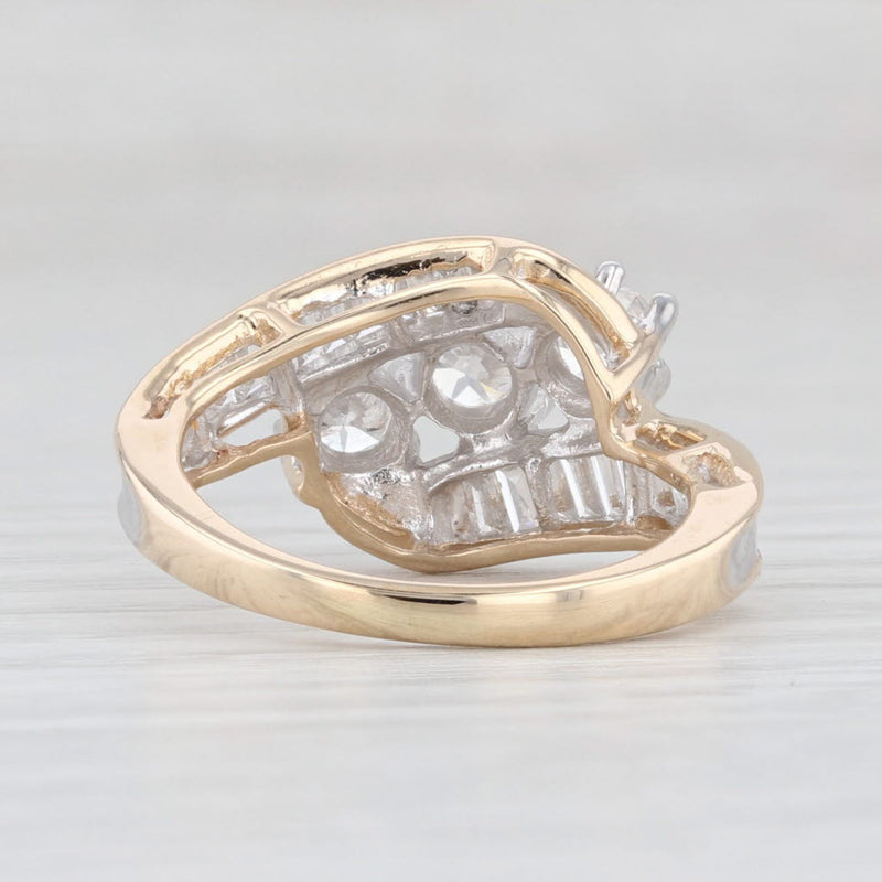 Light Gray 1.40ctw 3-Stone Diamond Bypass Ring 14k Yellow Gold Size 6