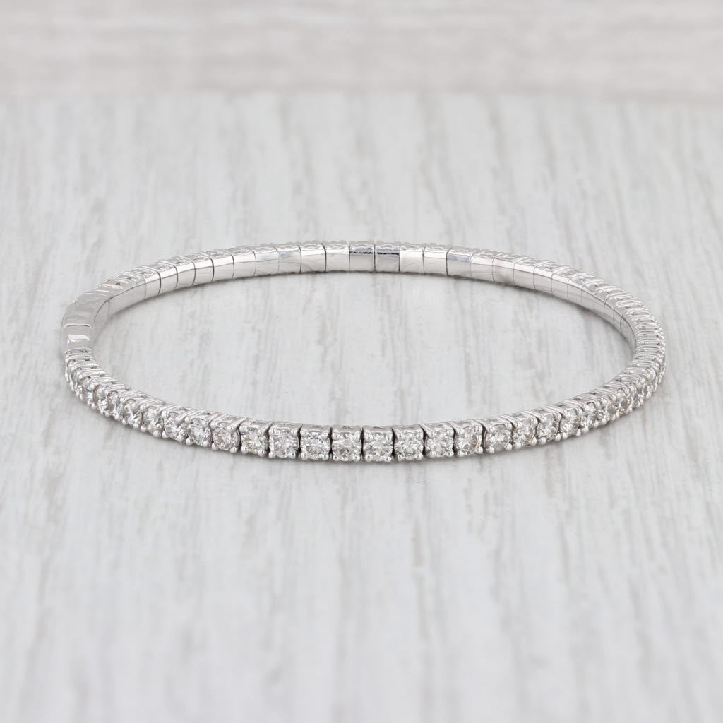 Light Gray New 3ctw Diamond Bangle Bracelet 14k White Gold 6.75" 2.7mm Stackable