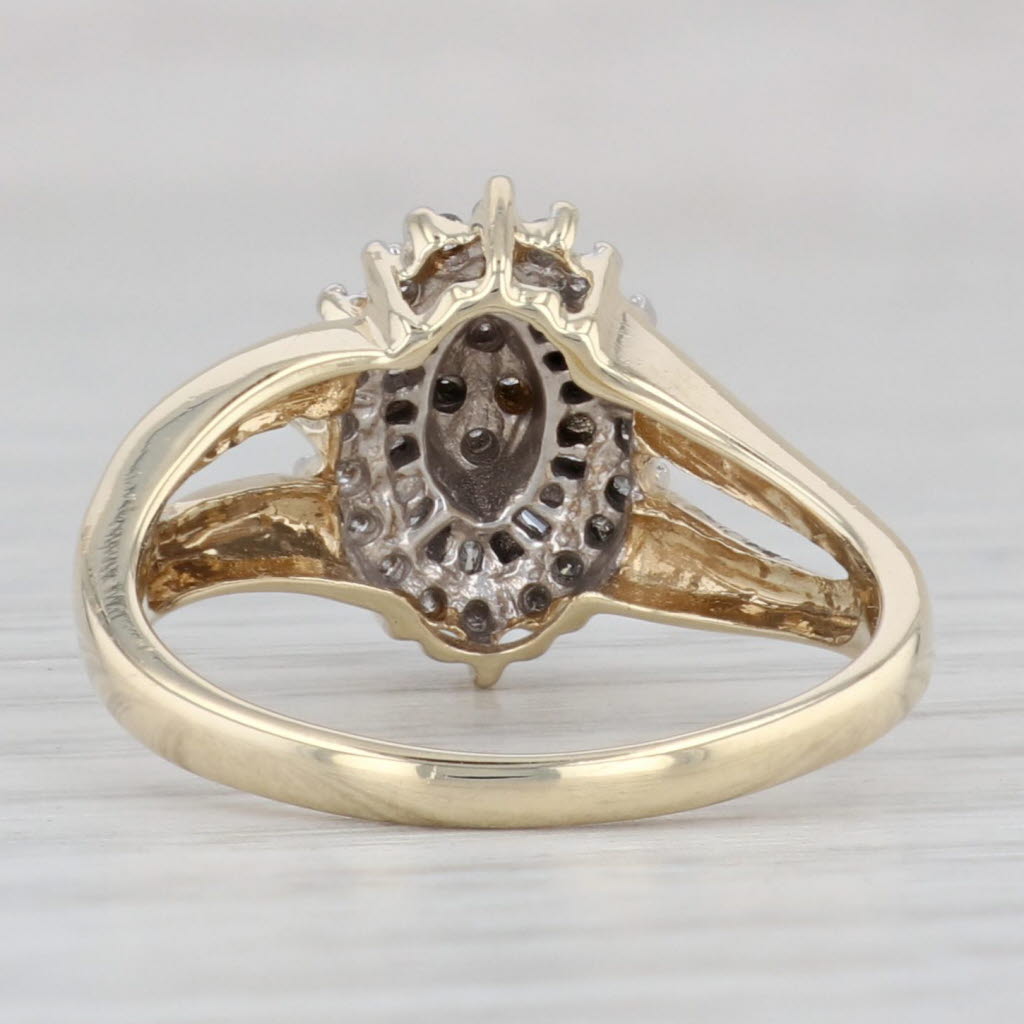 Gray 0.20ctw Diamond Marquise Halo Ring 10k Yellow Gold Size 7 Engagement