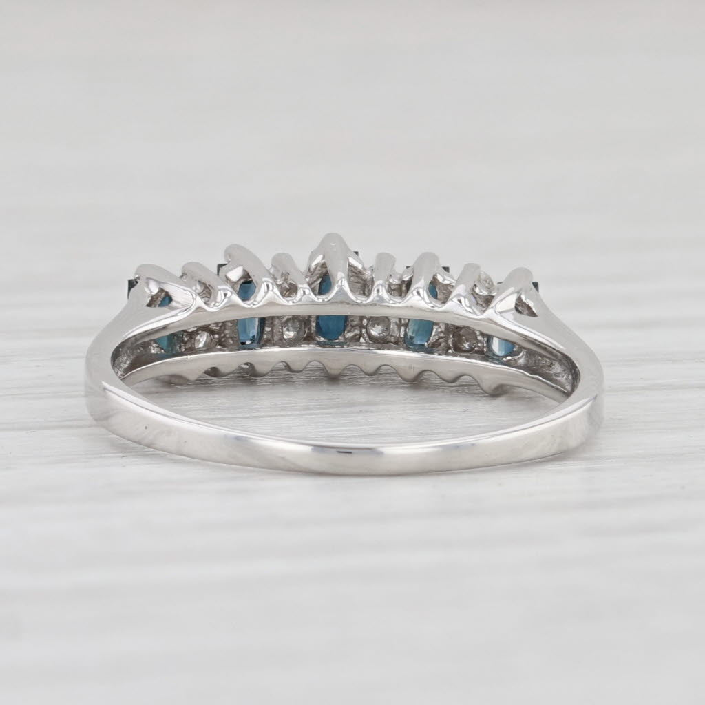 Light Gray 0.46ctw Blue Sapphire White Diamond Ring Platinum Size 5.75 Wedding Stackable