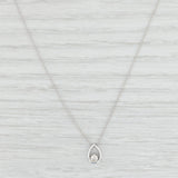 New 0.10ctw Diamond Teardrop Pendant Necklace 14k White Gold 18" Rope Chain