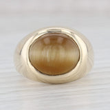 Light Gray Vintage Oval Cabochon Tiger's Eye Ring 10k Yellow Gold Size 6