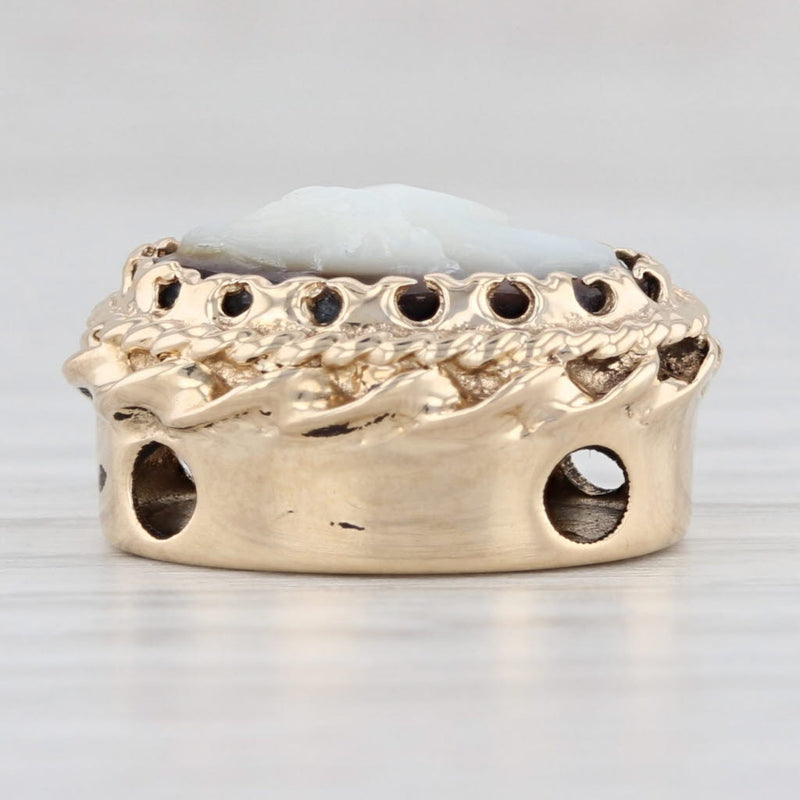 Richard Klein Black Mother of Pearl Cameo Vintage Slide Charm 14k Yellow Gold