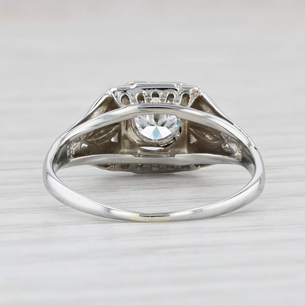 Light Gray Art Deco 0.33ct Diamond Solitaire Engagement Ring 18k White Gold Size 7.25