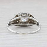 Art Deco 0.33ct Diamond Solitaire Engagement Ring 18k White Gold Size 7.25