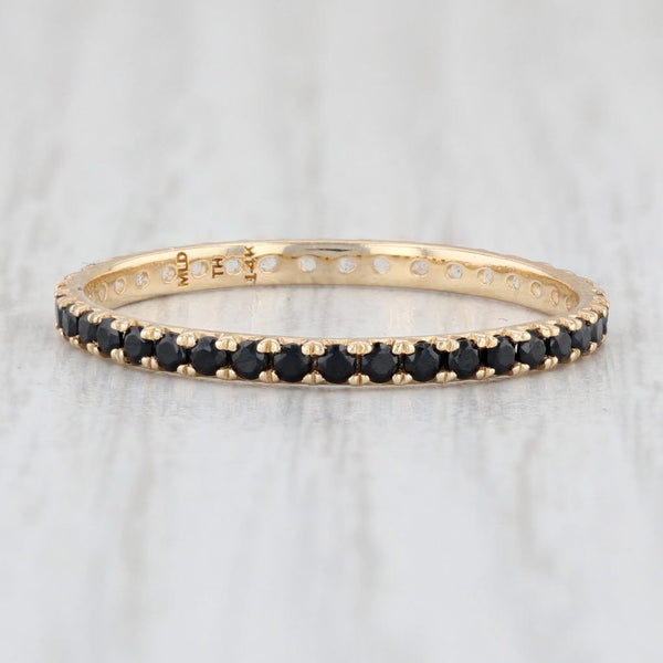 Light Gray New 0.30ctw Black Spinel White Labradorite Eternity Band 14k Gold Stackable Ring