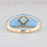 Blue Jadeite Jade 0.80ct Topaz Ring 14k Yellow Gold Size 8 Band