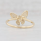 Light Gray New Diamond Butterfly Ring 14k Yellow Gold Stackable Size 7 April Birthstone