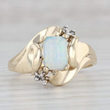 Light Gray Lab Created Opal Diamond Ring 14k Yellow Gold Size 7.5 Bypass