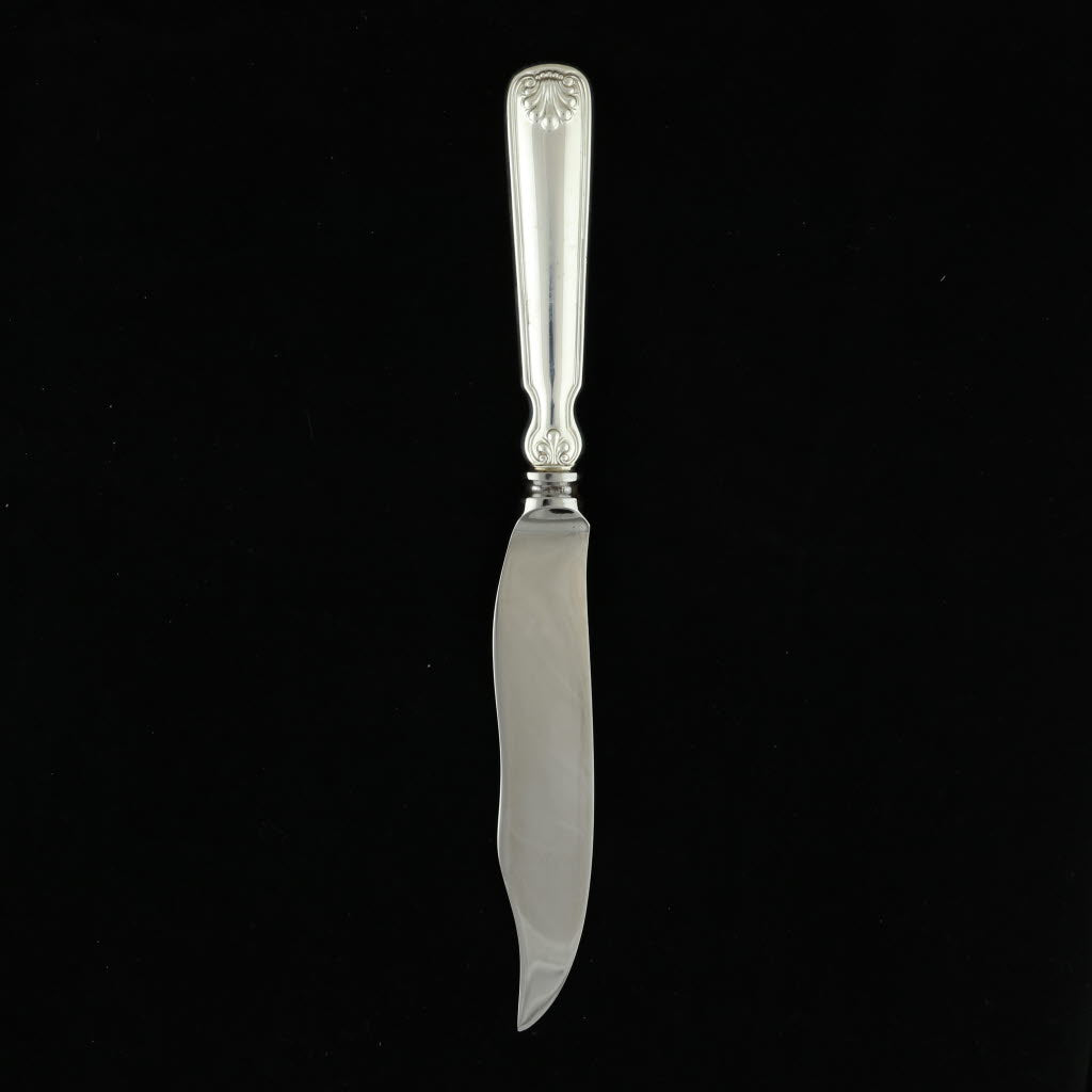 Black Tiffany & Co Shell & Thread 4 Fish Knives Sterling Silver 1905 7 7/8" Knife